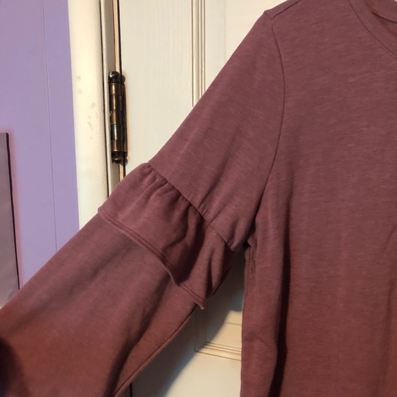 Mauve Ruffle Sleeve Sweatshirt - Picture 2 of 5